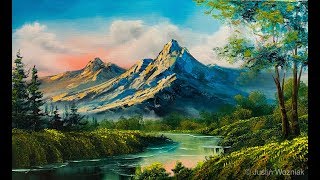 Landscape Painting 101 The Easiest Painting  Paintings By Justin [upl. by Airamak]