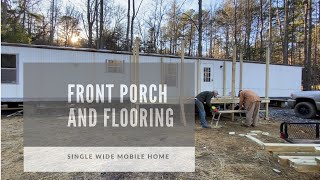 Single Wide Mobile Home  Front Porch  Laying Laminate Plank Flooring [upl. by Jaela]