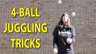 16 Easy 4Ball Juggling Tricks with slow motion [upl. by Eeslehc]