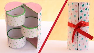 DIY Cute mini 3 drawers cylinder boxjewelry organizer  Recycling Cardboard Art amp Creativity ❤ [upl. by Riek]