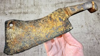 Antique Meat Cleaver  Perfect Restoration and Awesome Handle [upl. by Edyth]