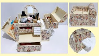 The Best DIY  2 in 1 Jewelry Box and Makeup Organizer From Cardboard [upl. by Kcirrek]