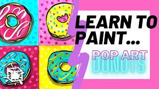 DONUT POP ART  ANDY WARHOL  how to paint step by step  fun facts [upl. by Mayhs]