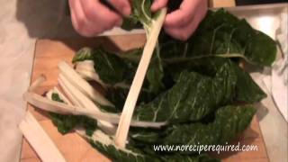 How to Clean Kale amp Swiss Chard  Cooking Techniques by NoRecipeRequired [upl. by Idalia]