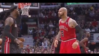 LeBron James Flagrant Foul on Carlos Boozer  March 27 2013 [upl. by Annairda]