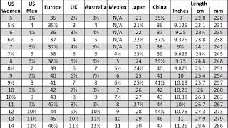 Shoe Size Comparison Chart For Men And Woman [upl. by Borchers]