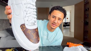 Customising Air Force 1  How to make custom Louis Vuitton Air Force 1 [upl. by Nirrok]