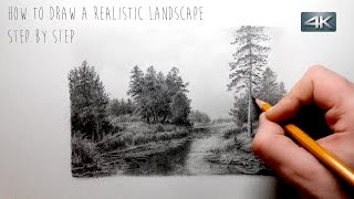 How To Draw a Realistic Landscape  Step by Step [upl. by Sidonia]