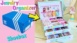 DIY  How to make Jewelry Organizer with waste Shoebox [upl. by Cardew]