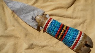 Adding Plaited Porcupine Quillwork to a Flint Blade Pt 2 [upl. by Ydnac322]