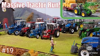 The Big 132 Model Farm Diorama Day 19  Massive Tractor Run  New OCE Buckrake [upl. by Ahseena]