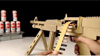 How to Make Cardboard Machine Gun Model M60 E6 That Shoots [upl. by Sukey130]