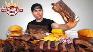 Texas BBQ Ribs Mukbang Giant Beef Short Rib Beef Ribs Pork Ribs Cheesy Mac cornbread [upl. by Mlehliw]