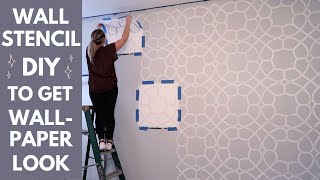 Wall Stencil Painting DIY  Painting Thats Faster amp Easier Than Wallpaper [upl. by Petrine]