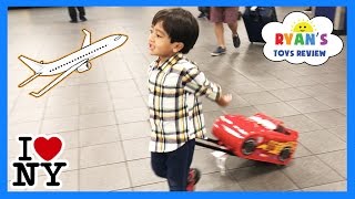 Ryan ToysReview airplane ride and opening surprise eggs [upl. by Eiwoh]