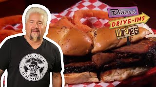 Guy Fieri Eats Texas Brisket  Diners DriveIns and Dives  Food Network [upl. by Nel]