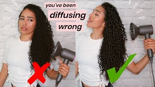 HOW TO DIFFUSE CURLS IN 10 MINUTES NO FRIZZ NO SHRINKAGE [upl. by Werby]