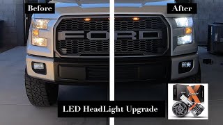 2016 Ford F150 LED HeadLight Bulb Conversion Before amp After [upl. by Kondon649]