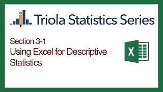 Excel Section 31 Using Excel for Descriptive Statistics [upl. by Yv230]