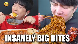 KOREAN mukbangers taking INSANELY BIG BITES [upl. by Attelliw42]