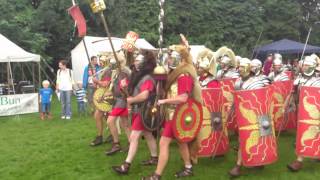 Roman Reenactment at the Amphitheatre in Caerleon Marching In [upl. by Adnopoz585]