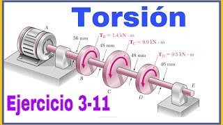 Resistencia de Materiales Torsión y esfuerzos cortantes ejercicio 311 Beer and Jhonston [upl. by Enalahs355]