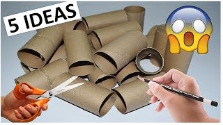 5 Manualidades Fáciles y Rápidas con ROLLOS DE PAPEL HIGIÉNICO O TUBOS DE CARTÓN [upl. by Winna]