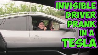 Invisible Driver Prank In A Tesla [upl. by Llenrub500]