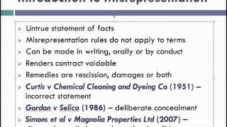 Misrepresentation Lecture 1 of 4 [upl. by Llered]