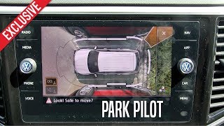 How to use Volkswagens Park Assist amp Park Pilot  Testing the VW ATLAS  Tech Review [upl. by Yleve]